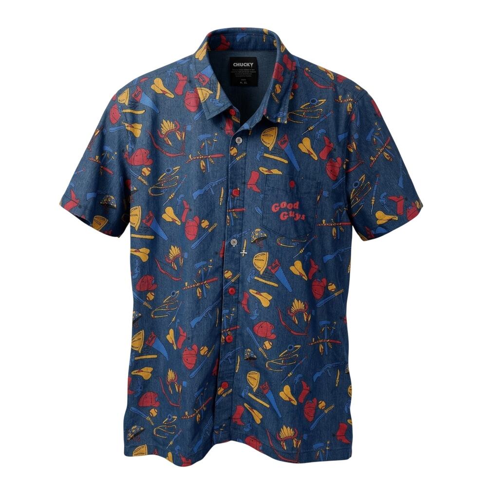 Chucky‎ Mens XL Kidcore Grunge Maximalist Indie Sleaze Streetwear Button Shirt